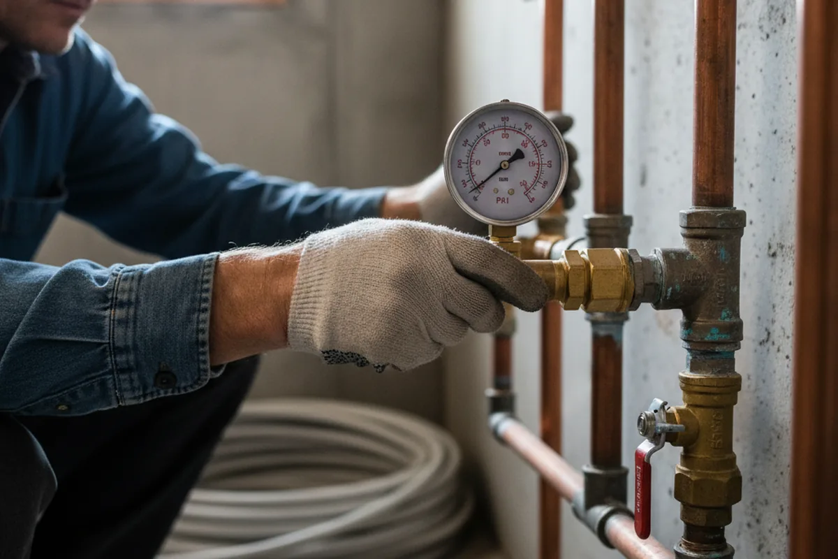 Pressure testing a repaired line during Water Line Repair in Truckee